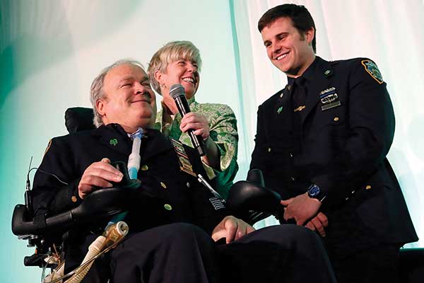 Steven McDonald, his wife Patti Ann, and son Conor in March