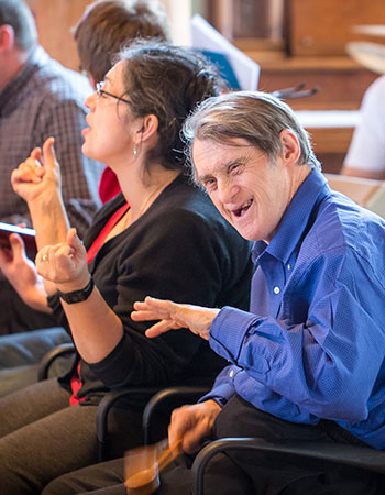 L'Arche members making music together