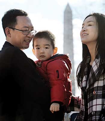 Yu Jie and his family shortly after their arrival in the United States in January 2012