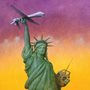 the statue of liberty holding a drone