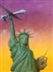 the statue of liberty holding a drone