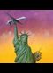 the statue of liberty holding a drone