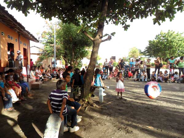 A piñata hangs ready at a school celebration organized by the Plough team in the village of San José del Sur on the Nicaraguan island of Ometepe.