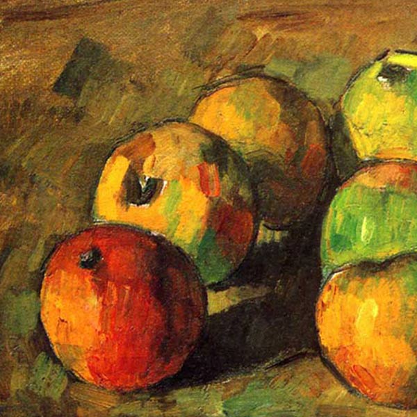 red and green apples painted by Paul Cèzanne