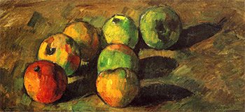 red and green apples painted by Paul Cèzanne