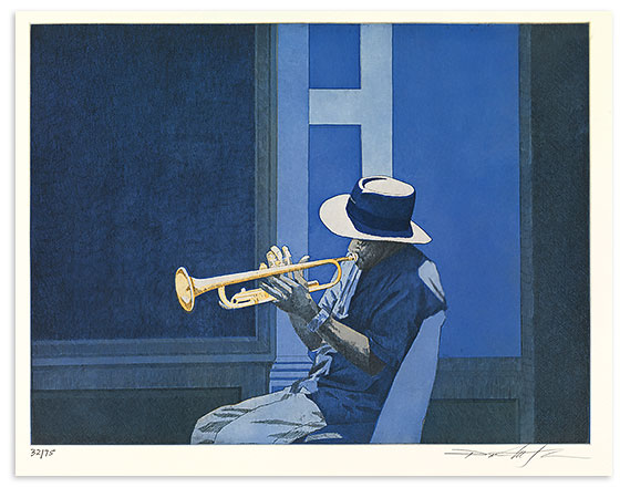 Drawing of a trumpet player