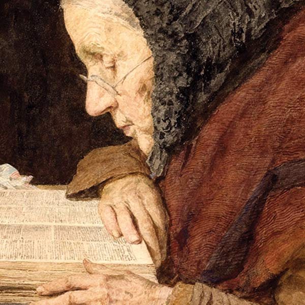 an old woman reading