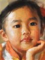 painting of a thoughtful little girl