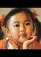 painting of a thoughtful little girl