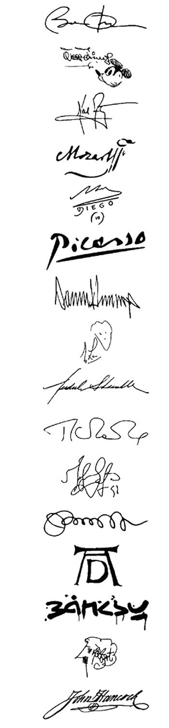 a list of signatures of famous people