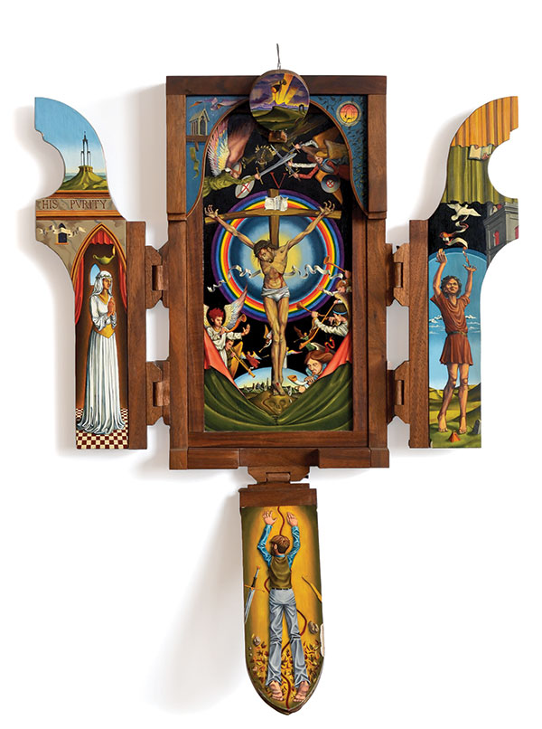 inside panel of Jack Baumgartners carving Go On Inner Man
