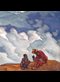 painting of two people on a mountain top
