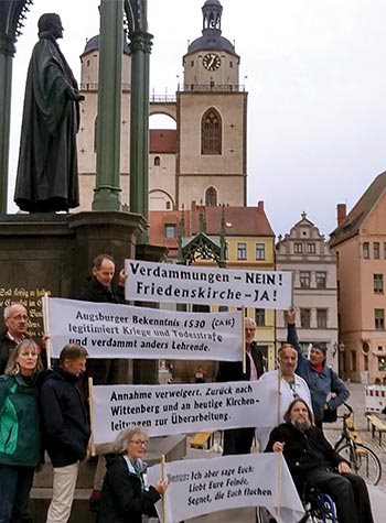 the peace pilgrims in Wittenbergs main square