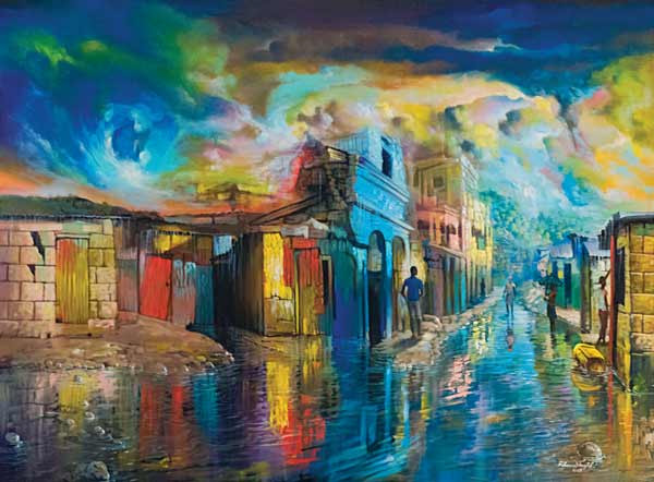 Roberson Joseph, Hurricane, acrylic on canvas, 2017
