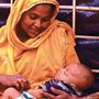 Yasmine with her son in a Bangladeshi refugee camp