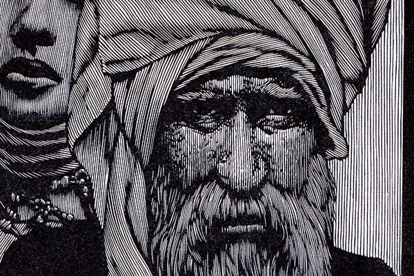 Barry Moser, Hosea and Gomer, relief engraving, 1998–1999, detail