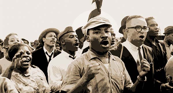 Martin Luther King Jr in the march from Selma to Montgomery