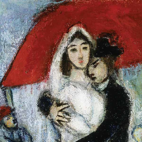 painting of a man hugging a woman