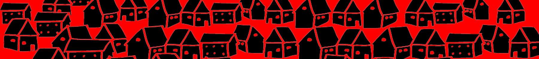 a little bigger black houses drawn on a red background
