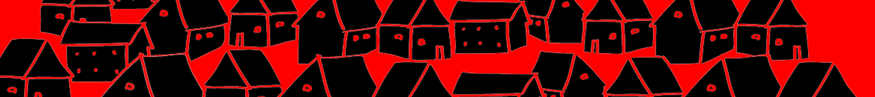 Big black houses drawn on a red background