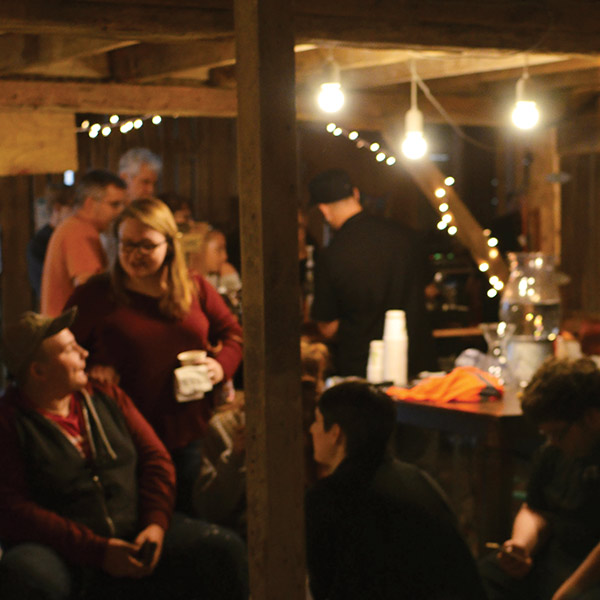Friends and neighbors visit the Barn Studio during an exhibition
