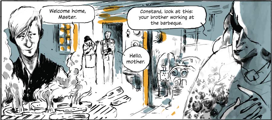 Constand, look at this: your brother working at the barbeque.