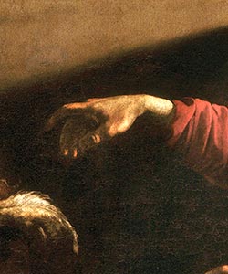 detail, Michelangelo Merisi da Caravaggio, The Calling of Saint Matthew 1599–1600, oil on canvas