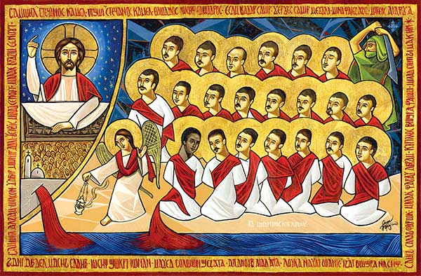 A 2016 icon by George Makary portraying the twenty-one Coptic Christians martyred by ISIS in Libya in February 2015.