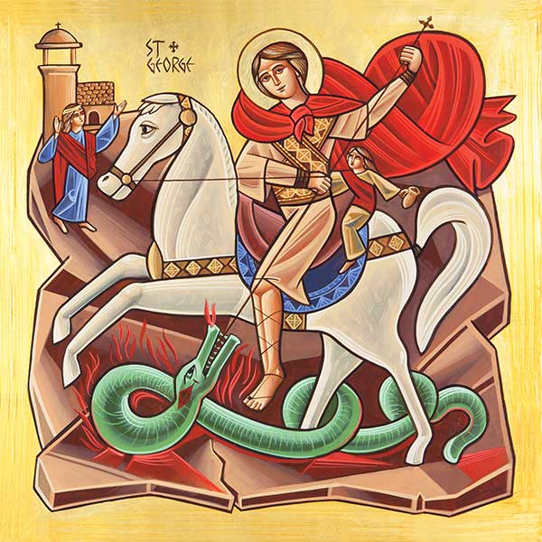 Fadi Mikhail, Icon of Saint George, presented by Archbishop Angaelos of the Coptic Orthodox Church to the Prince of Wales in 2013 upon the birth of his grandson Prince George.