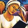 a woman reading a book