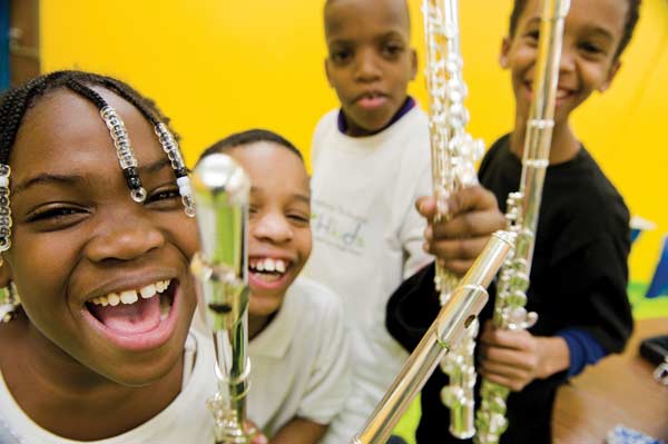 Flute students from the OrchKids program