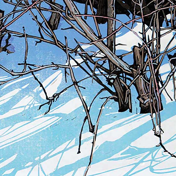 painting of brambles in the snow