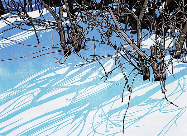 painting of brambles in the snow