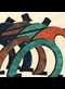 Sybil Andrews, Haulers, 1929, detail: linocut of four men pulling ropes