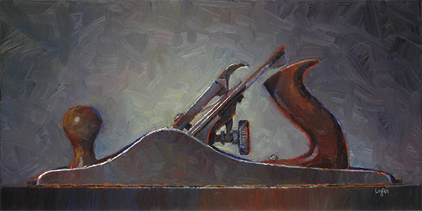 an oil painting of a plane