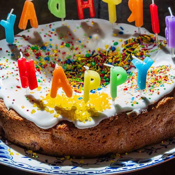 a colorful birthday cake