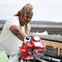 Karen Washington servicing a tiller at Rise & Root Farm in Chester, New York