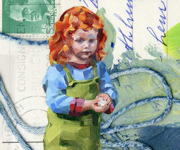 Bianca Berends, Postcard Redhead Girl in Green, detail