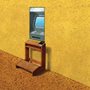 illustration of an ATM machine with a kneeler and bible in front of it