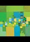 Deborah Batt, Rural Decay, detail. Painting of geometric shapes in green, blue, and gold.