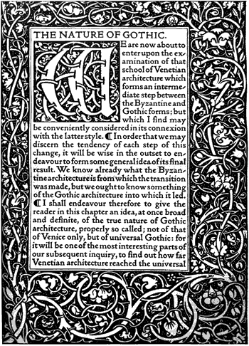 William Morris, design for an 1892 edition of John Ruskin’s The Nature of Gothic
