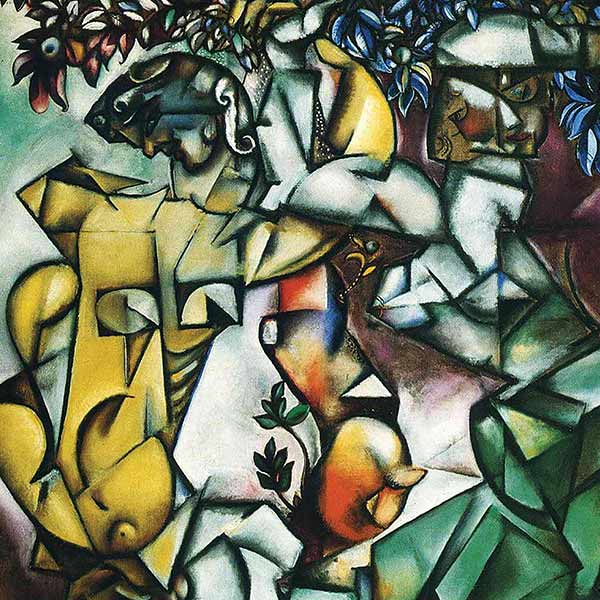 A painting by Marc Chagall titled: Adam and Eve, 1912