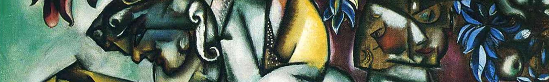 A painting by Marc Chagall titled: Adam and Eve, 1912