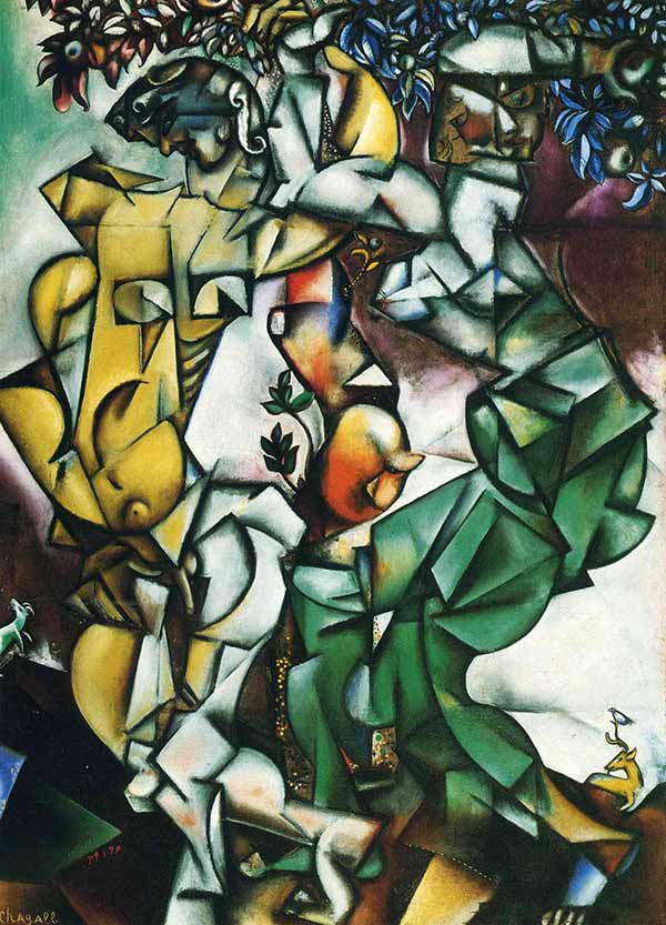 A painting by Marc Chagall titled: Adam and Eve, 1912