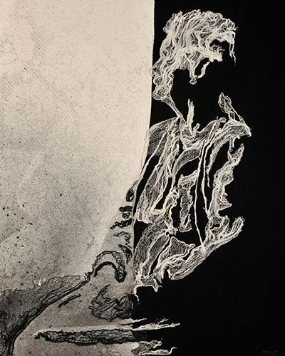 Mary Pal, Waiting, cheesecloth and acrylic on linen, 2008