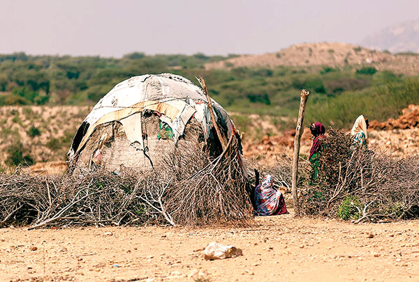 Eine Akal genannte somalische Hütte in der Wüste, Togdheer Region, Burao, Somaliland
