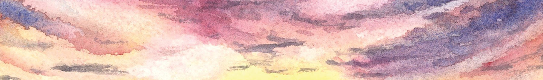 a watercolor painting of pink clouds