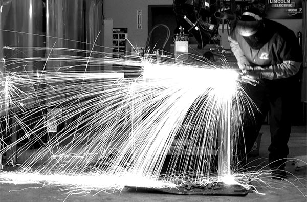 spray of sparks from a welders torch