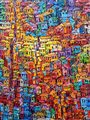 colorful painting of many houses
