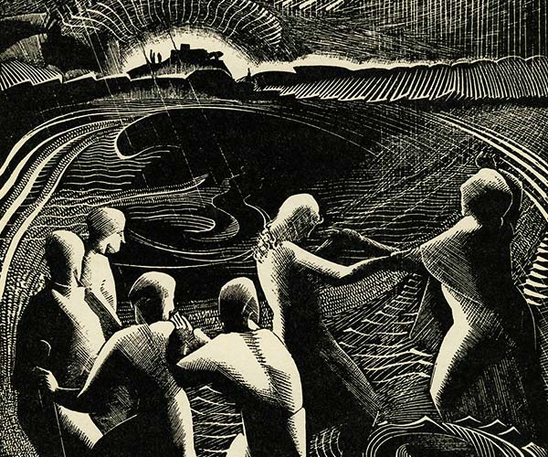 Gertrude Hermes, Pilgrim’s Progress, woodcut, detail